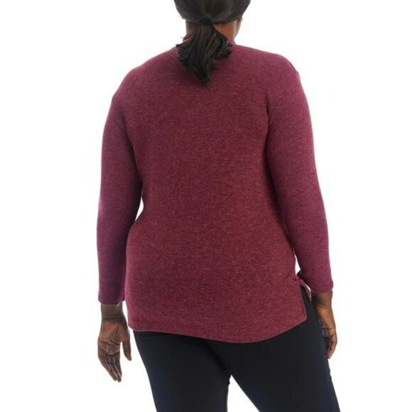 NWT 1.STATE Women's Plus Long Sleeve Drop Shoulder Keyhole Top Sweater - Picture 3 of 8